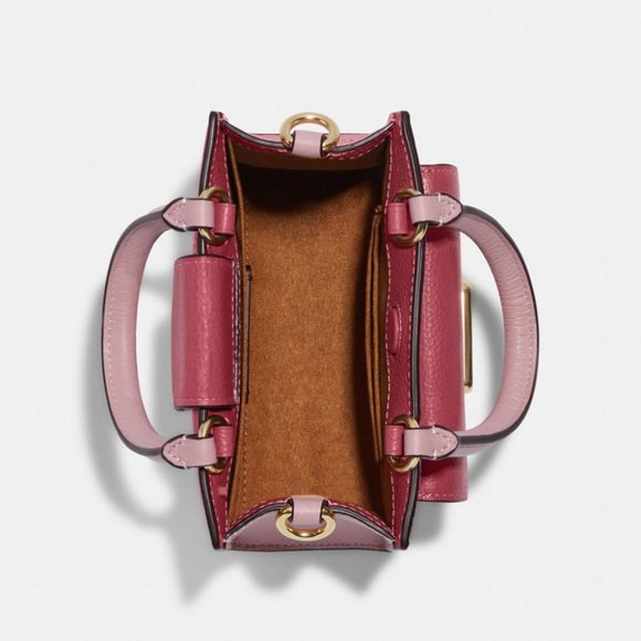 NEW Coach Mini Pepper Leather Crossbody Satchel Bag Red Pink White Small C6778 - Picture 14 of 15